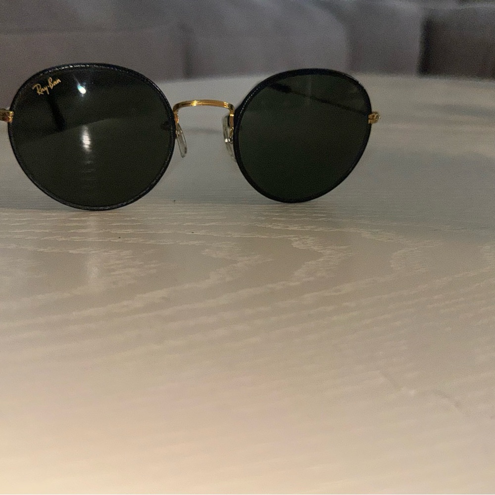 🖤 Rare Vintage Ray-Ban W1488 Leathers Round G-15 🖤